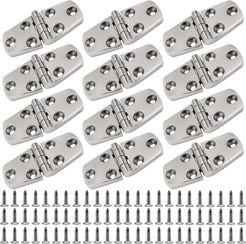 Laorde 316 Stainless Steel Hinges Marine Grade 3" x 1.5" Heavy Duty Boat Hatch Hinge (76 mm X 38 mm) Casting Cabinet Door Hinge with Screws (12 Pack) - Image 1